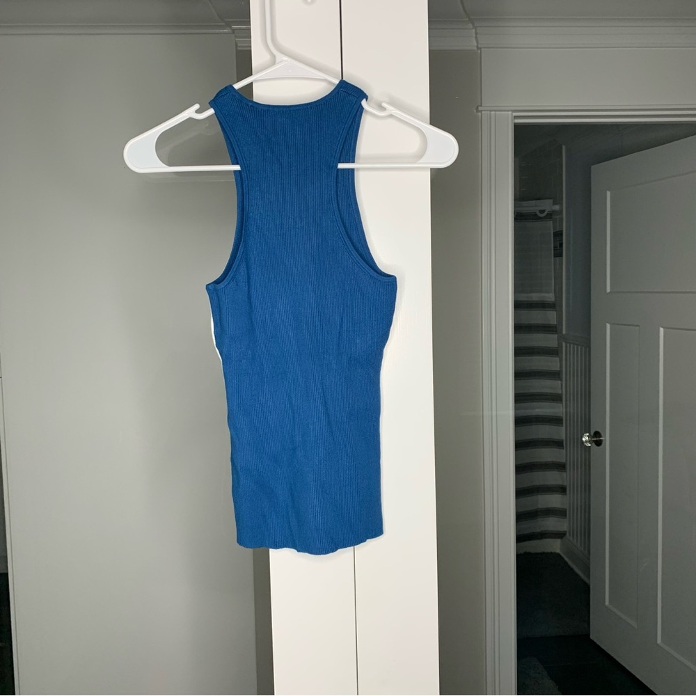 NWT Madewell The Signature Knit Cutaway Sweater Tank Pacific Cove Blue - Picture 3 of 5